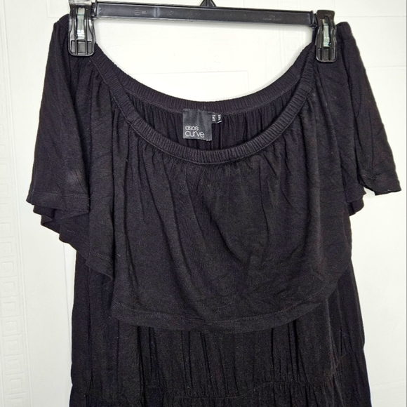Asos Curve Plus Black Jumpsuit Off Shoulder Layered Ruffle Top Wide Leg 20 EUC - Picture 3 of 15